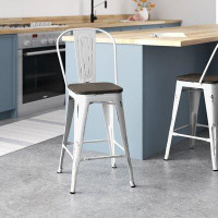 Steelside™ Christie Solid Wood 24.25" Counter Stool