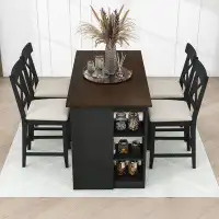 Gracie Oaks Buker 5-Piece Dining Set for 4 with Counter Height Table, Cross Back Chairs