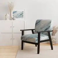 Design Art Blue Cream Blue Whirlwind I - Upholstered Modern Arm Chair