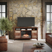 Millwood Pines Birty TV Stand for TV up to 70" with Electric Fireplace Included