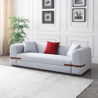 Hokku Designs Modern Sofa Couch Contrast Colour Saddle Leather Belt Design 3 Seat Sofa For Living Room Bedroom, Apartmen