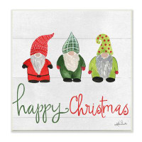 Stupell Industries Happy Christmas Jolly Holiday Gnomes Patterned Hats Black Framed Giclee Texturized Art By Katie Douce