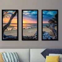 Picture Perfect International Spectacular Sunset in the Gili Islands - 3 Piece Picture Frame Photograph Print Set on Acr