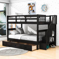 Harriet Bee Mattawa Kids Full Over Full Bunk Bed with Drawers
