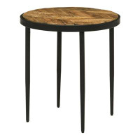 Millwood Pines Breajah Natural Mango and Black Round Side Table