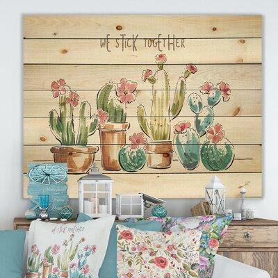 East Urban Home Desert Botanical Bloom III - Cabin and Lodge Print on Natural Pine Wood in Home Décor & Accents