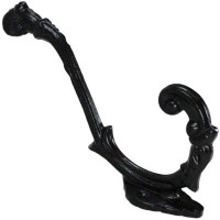 Winston Porter Set Of 3 Forged Cast Iron Black French Scroll Art Double Hooks Wall Coat Hangers