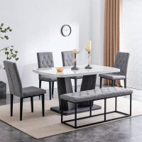 Wildon Home® Modern Style 6-piece Dining Table with 4 Chairs and 1 Bench