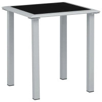 VidaXL Vidaxl Garden Table Black And Silver 16.1"X16.1"X17.7" Steel And Glass — Outdoor Tables & Table Components: From