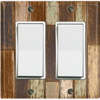 WorldAcc Metal Light Switch Plate Outlet Cover (Brown Fence - Double Rocker)