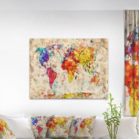 East Urban Home 'Vintage World Map Watercolor' Painting
