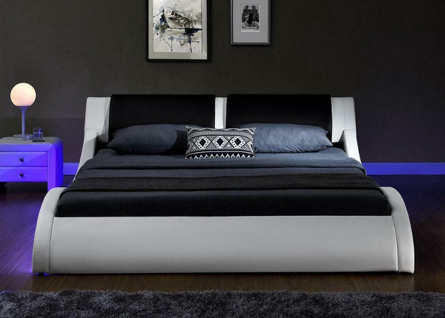 NEW MODERN DESIGN LED BED FRAME S SHAPE 11781 in Beds & Mattresses in Regina - Image 2