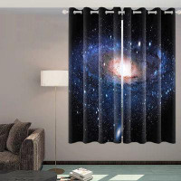 Frifoho Outer Space Blackout Window Curtains For Kids Bedroom Living Room Decoration Universe Swirl Starry Sky Nebula Ga