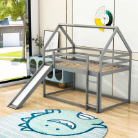 Harper Orchard Richbell Twin over Twin House Bunk Bed with ladder and Slide