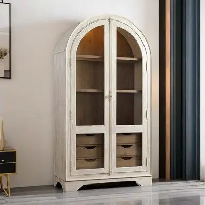 One Allium Way Arched solid wood china cabinet display case