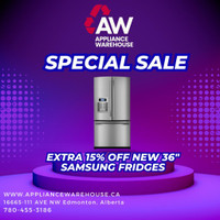 BLOWOUT SALE!!!! EXTRA 15 % OFF ALREADY REDUCED NEW 36 SAMSUNG FRIDGES!!! VARIOUS MODELS TO CHOOSE FROM