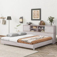 Wenty Daybed Frame With Storage Bookcases,Wood  Oak