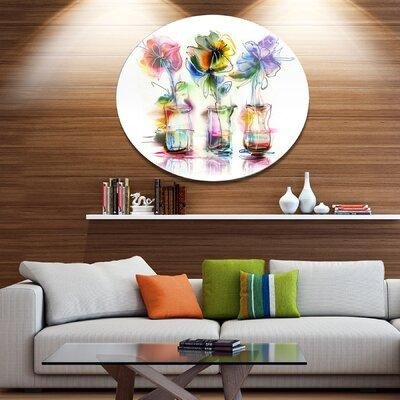 Design Art 'Abstract Flowers in Glass Vases' Oil Painting Print on Metal in Home Décor & Accents