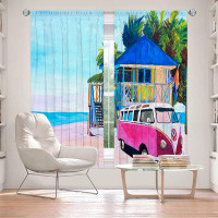 East Urban Home Lined Window Curtains 2-panel Set for Window Size by Markus Bleichner - Pink Surf Bus I