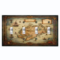 WorldAcc Metal Light Switch Plate Outlet Cover (Ship Travel World Map Biege - Quadruple Toggle)
