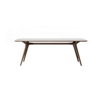 Corrigan Studio Nordic Walnut Rectangular Rock Plate Solid Wood Dining Table