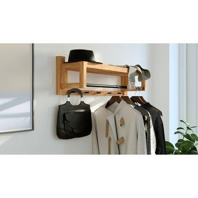 Loon Peak Amalgre Solid Wood 5 - Hook Wall Mounted Coat Rack with Storage in Other