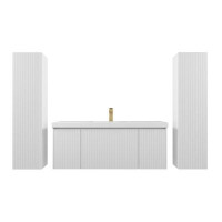 Ebern Designs Bejhorn 48'' Wall Mounted Single Bathroom Vanity with Acrylic Vanity Top and 2 Side Cabinets