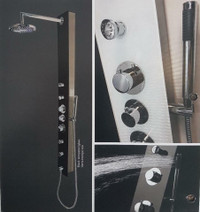 AquaMassage Shower Column PD-877 ( White, Black or Matt Black Tempered Glass )  Shower Panel