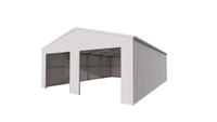 NEW DOUBLE METAL GARAGE SHED BUILDING & ROLL UP DOORS