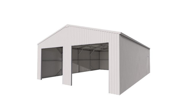 NEW DOUBLE METAL GARAGE SHED BUILDING & ROLL UP DOORS in Other Business & Industrial in Alberta