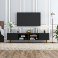 Mercer41 Digno 86" Wide TV Stand With LED Light For Living Room