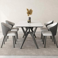 Orren Ellis Rock Table Light Luxury Modern Simple Marble Table Household Small Rectangular