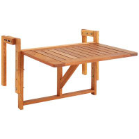 Latitude Run® Meranti Folding Balcony Railing Table