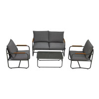 Winston Porter 4-Piece Outdoor Patio Furniture Sets Light Grey