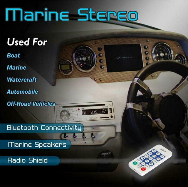 MARINE STEREO RECEIVER WITH FOUR 6.5-INCH SPEAKERS - Available in Black or White with accessory kit included! Only $239! in Audio & GPS - Image 4