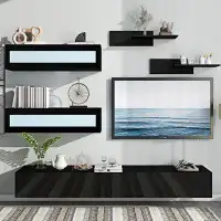 Brayden Studio Balais Wall Mount Floating TV Stand,entertainment centre,media console with LED lights