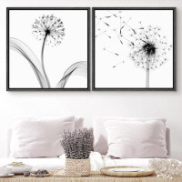 IDEA4WALL IDEA4WALL Framed Wall Art Print Set Dandelion Duo In The Wind Floral Plants Photography Minimalism Glam Relax/