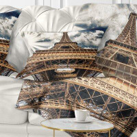 Made in Canada - East Urban Home Cityscape Fisheye View of Paris Eiffel Tower Lumbar Pillow