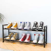 Latitude Run® 2 Tiershoe Rack, Closet Shoe Organizer Metal Shoe Rack For Entryway Closet Floor Doorway Small Space(Black