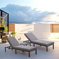 GDY Gdy 3-Piece Outdoor Chaise Lounge With Table