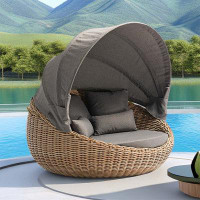 Mity Reen Outdoor rattan bed sofa with canopy for shade