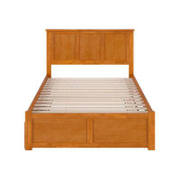 AFI Furnishings Madison Full Solid Wood Platform Bed with Footboard & Full Trundle in Light Toffee