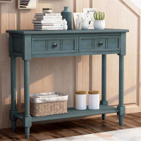 Charlton Home Console Table Traditional Design With Two Drawers And Bottom Shelf-29.9" H x 35.43" W x 13.8" D