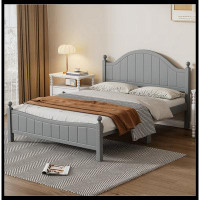 Alcott Hill Traditional Concise Style Black Solid Wood Platform Bed