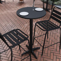 Ivy Bronx Brincken 23.25" Round Aluminum Indoor-Outdoor Bar Height Table with Flip-Up Table