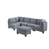 Latitude Run® Modular Sectional Set Living Room Furniture Corner Tufted Nail Heads Corner Wedge Armless Chair 6