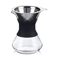 Modern Depo Pour Over Coffee Maker With Dripper Filter 17 Ounce/ 500ml Glass Coffee Brewer Lead Free
