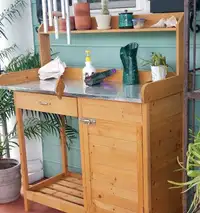 Outdoor Patio Storage Cabinet Shelf Garden Backyard Work Bench Table
