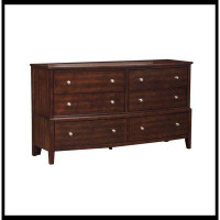 Wildon Home® Transitional Style Bedroom Furniture 1Pc Dresser Of 6X Drawers Dark Cherry Finish Wooden Furniture_37.25" H