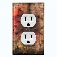 WorldAcc Metal Light Switch Plate Outlet Cover (Skull Map Voyage Biege - Single Duplex)